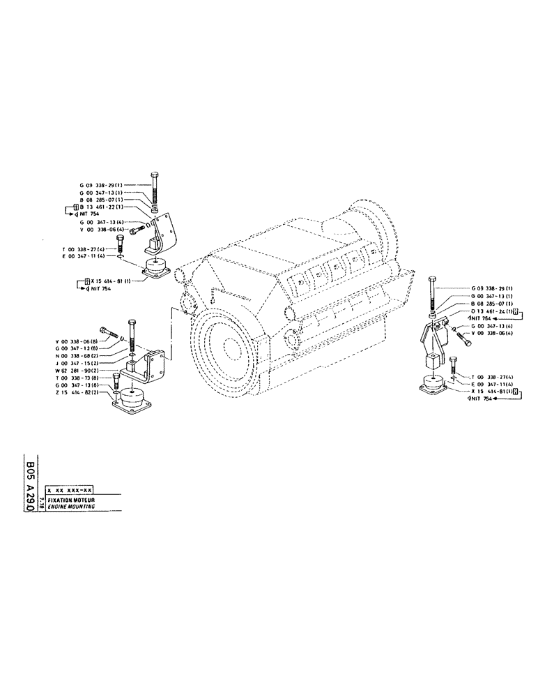 Схема запчастей Case 220 - (039) - ENGINE MOUNTING (01) - ENGINE