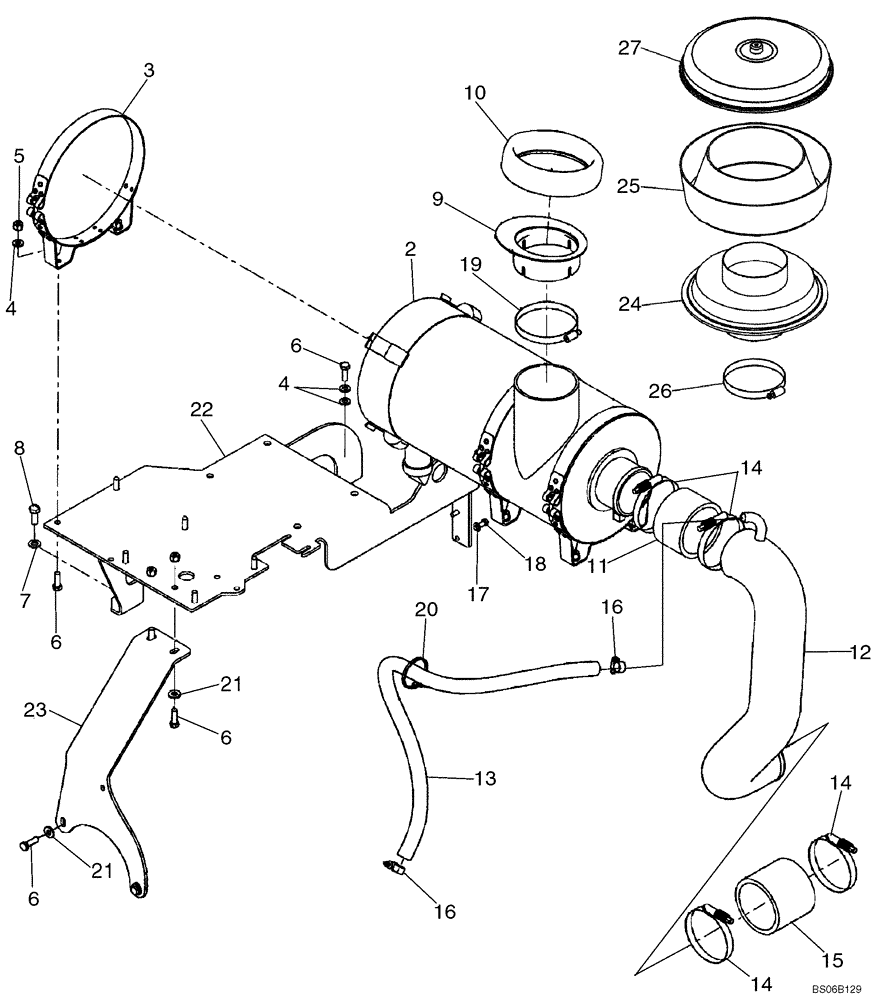 Схема запчастей Case 721D - (02-08) - AIR CLEANER - AIR INTAKE PARTS (02) - ENGINE