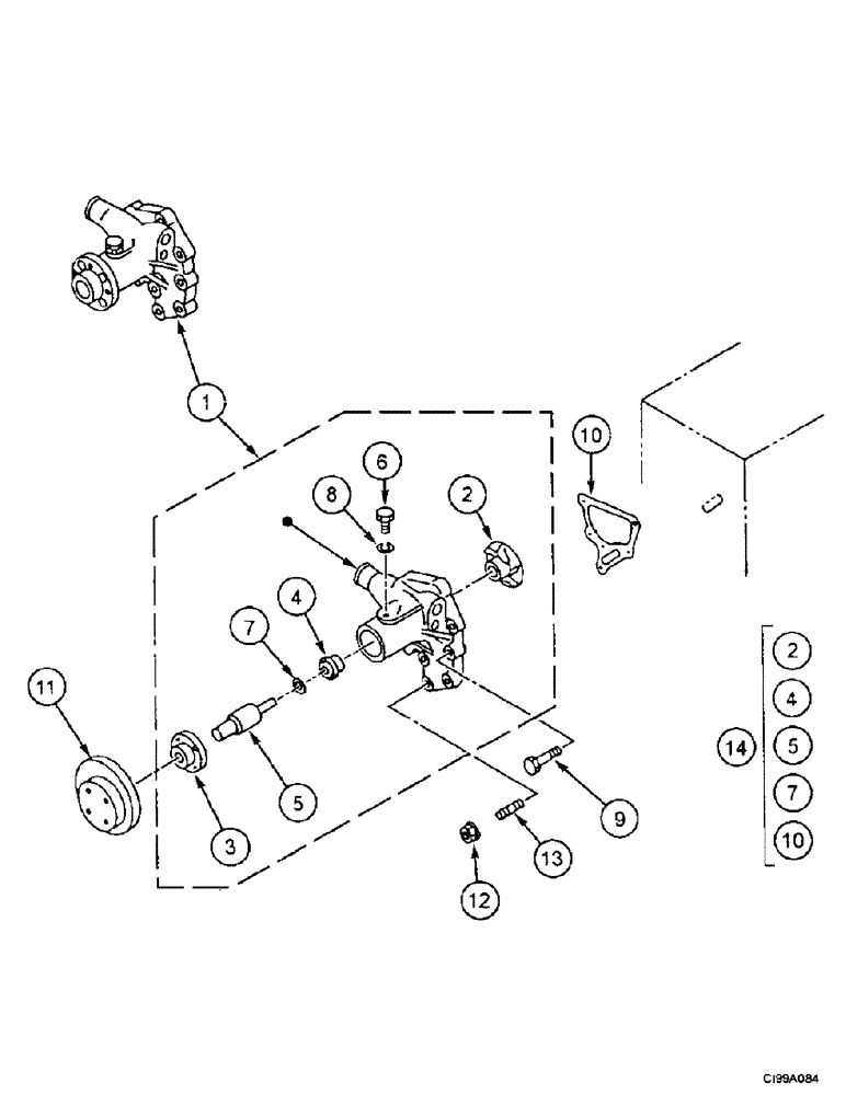 Схема запчастей Case 9007B - (2-14) - WATER PUMP (02) - ENGINE