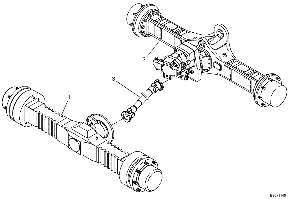 Схема запчастей Case 21D - (02.005[2988794000]) - AXLES COMPLETE (STANDARD) (23) - FOUR WHEEL DRIVE SYSTEM