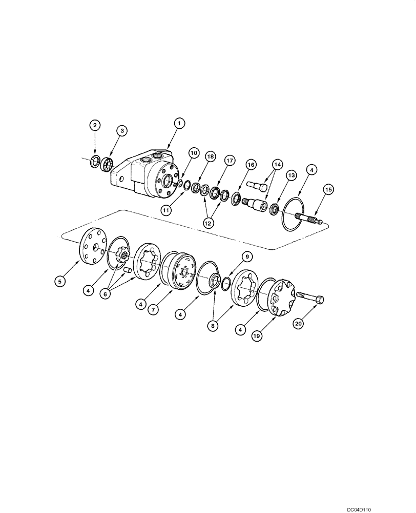 Схема запчастей Case 885 - (08.22[00]) - CIRCLE HYDRAULIC CIRCUIT - TURN-CIRCLE HYDRAULIC MOTOR (08) - HYDRAULICS