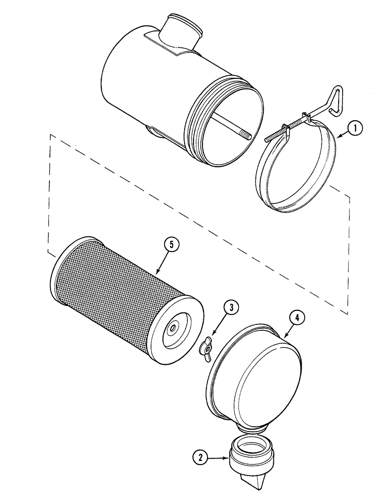 Схема запчастей Case 380B - (2-16) - AIR CLEANER - DONALDSON (WITHOUT SAFETY ELEMENT) (02) - ENGINE