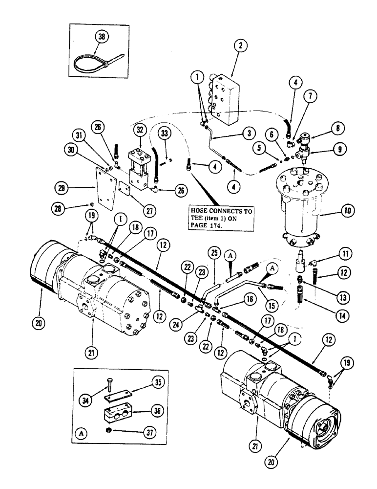 Схема запчастей Case 50 - (189A) - HI-LOW RANGE AND DRIVE BRAKE TUBING, (USED ON UNITS W/ SN. 6279926-6280258)(SN. 6279926 AND AFTER) (35) - HYDRAULIC SYSTEMS