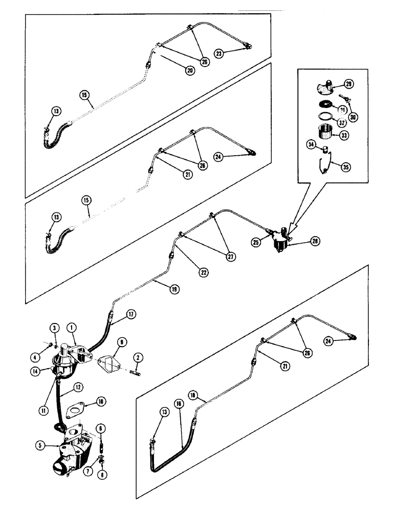 Схема запчастей Case 600 - (030) - ENGINE FUEL SYSTEM, CARBURETOR, FUEL PUMP, STRAINER, LINES, FITTINGS (02) - FUEL SYSTEM