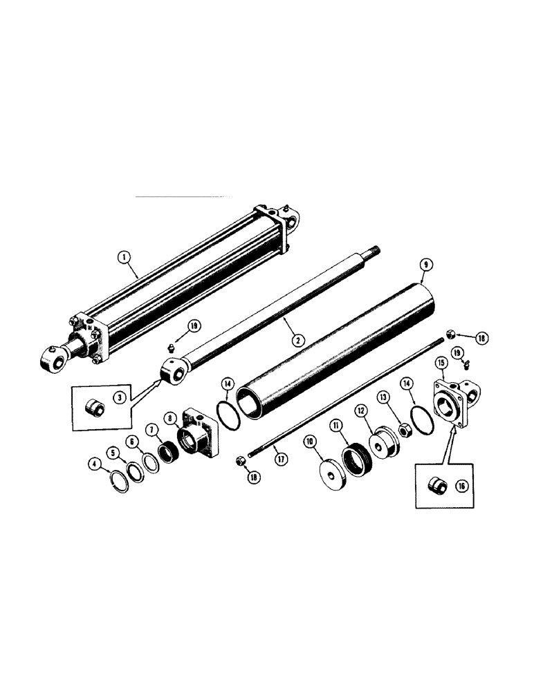 Схема запчастей Case 600 - (272[1]) - HYDRAULIC CYLINDER ASSEMBLY - TOOL BAR LIFT TUBE, PISTON ROD, PACKINGS, SEALS, END CAPS (07) - HYDRAULIC SYSTEM