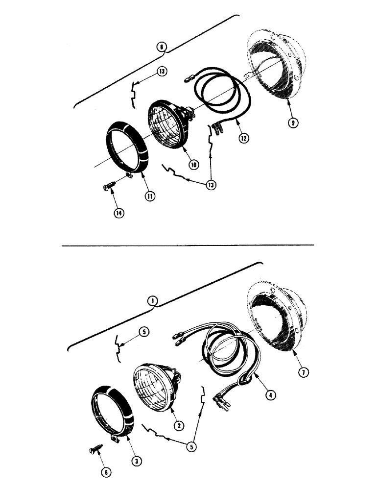 Схема запчастей Case 800 - (092) - HEAD & TAIL LIGHTS, HOUSING, SEALED BEAMS, LENS (06) - ELECTRICAL SYSTEMS