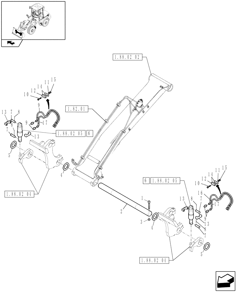 Схема запчастей Case 121E - (641) - BASIC QUICK TOOL COUPLER (18) - VARIATIONS