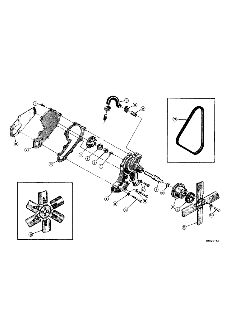 Схема запчастей Case 500 - (018[1]) - (USED FROM S/N 3-1-56) (01) - ENGINE