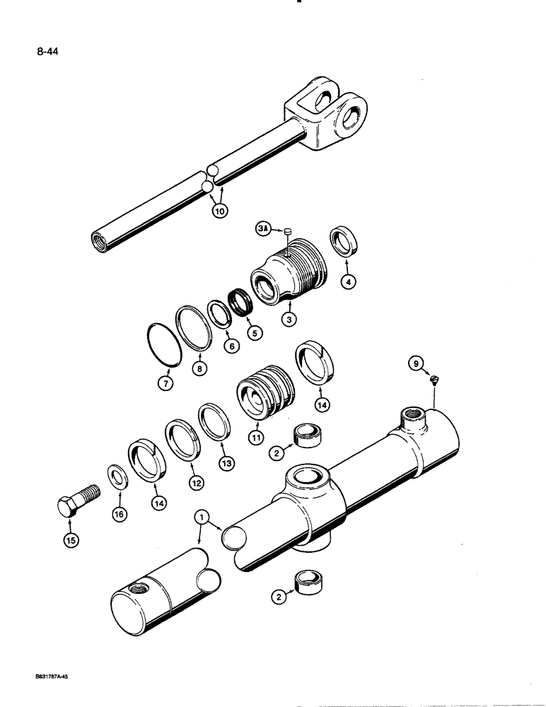 Схема запчастей Case 450C - (8-44) - DOZER LIFT CYLINDERS (08) - HYDRAULICS