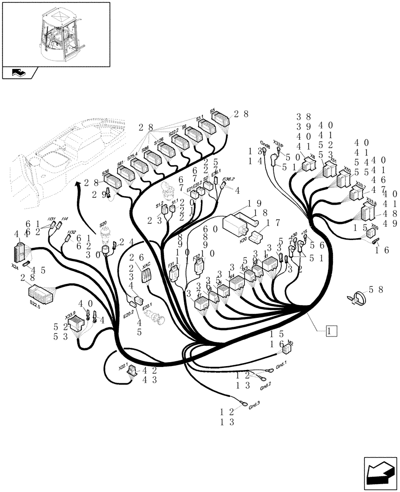 Схема запчастей Case 321E - (439[06]) - CAB: ELECTRIC WIRING (10) - OPERATORS PLATFORM