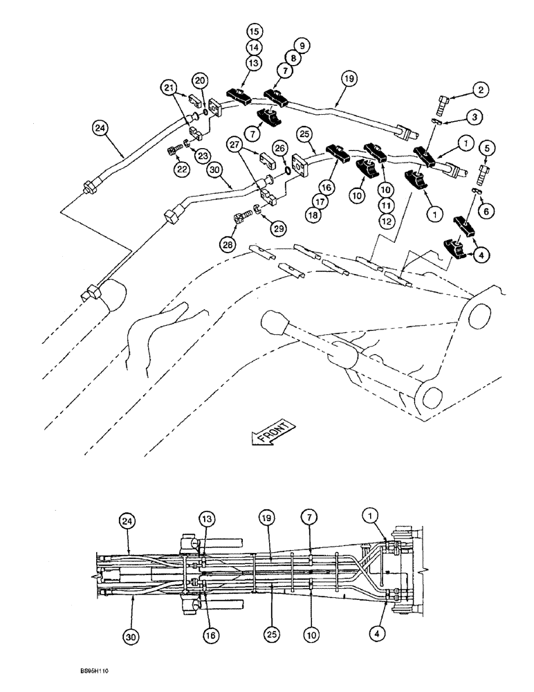 Схема запчастей Case 9060B - (8-056) - ARM CYLINDER LINES - ARM-IN/OUT TUBE TO ARM CYLINDER (08) - HYDRAULICS