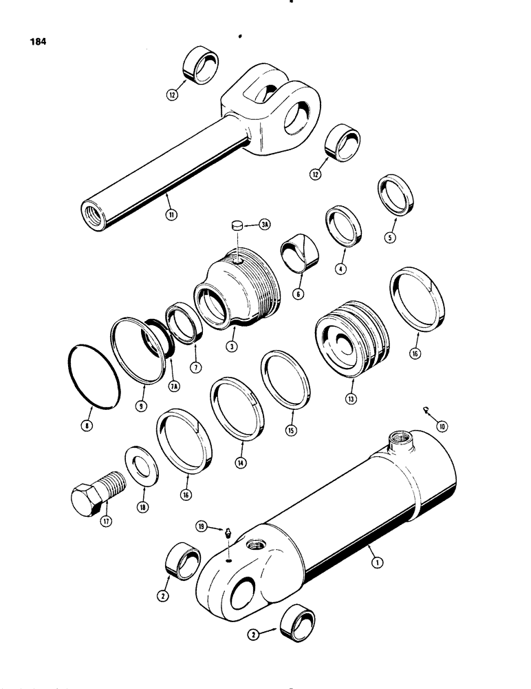 Схема запчастей Case 450B - (184) - G102051 LOADER HYDRA-LEVELING CYLINDER (07) - HYDRAULIC SYSTEM