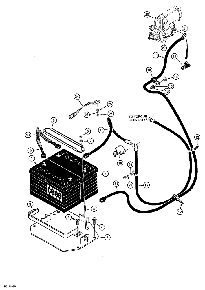 Схема запчастей Case 850G - (4-10) - BATTERY MOUNTING, CABLES, AND STARTER (06) - ELECTRICAL SYSTEMS