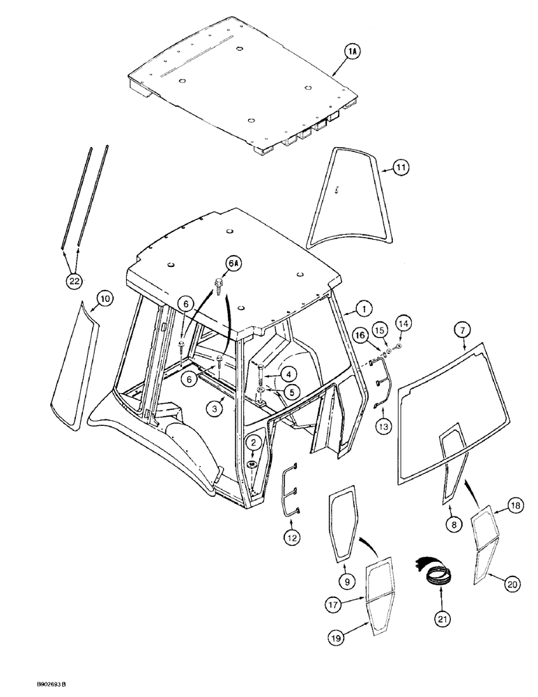 Схема запчастей Case 580SK - (9-126) - ROPS CAB AND MOUNTING PARTS (09) - CHASSIS/ATTACHMENTS