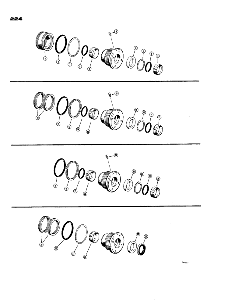 Схема запчастей Case 850 - (224) - CYLINDER PACKING KITS, D37356 CYLINDER PACKING KIT (07) - HYDRAULIC SYSTEM