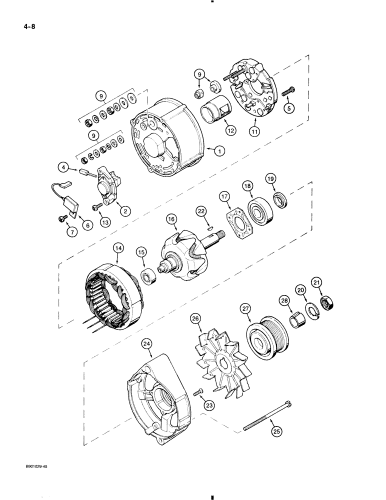 Схема запчастей Case 580K - (4-008) - ALTERNATOR (04) - ELECTRICAL SYSTEMS