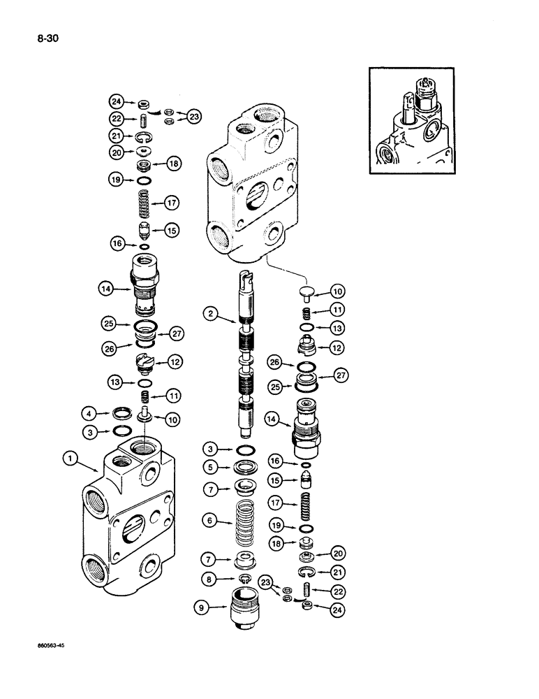 Схема запчастей Case 26D - (8-30) - G103401 BACKHOE CONTROL VALVE, DIPPER AND BUCKET SECTION 