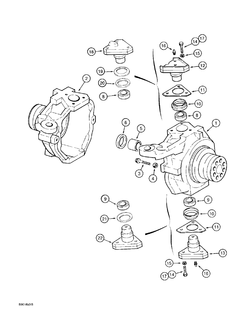 Схема запчастей Case 580SK - (6-44) - FRONT DRIVE AXLE, SWIVEL HOUSING (06) - POWER TRAIN