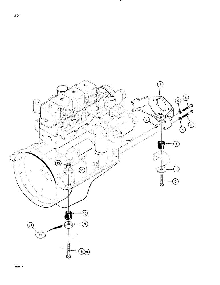 Схема запчастей Case 580SE - (032) - ENGINE MOUNTING (02) - ENGINE