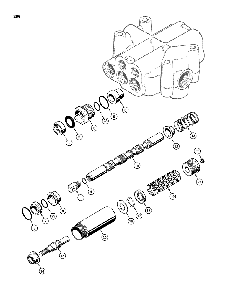 Схема запчастей Case 480C - (296) - PARKER LOADER CONTROL VALVE, LOADER LIFT SPOOL (35) - HYDRAULIC SYSTEMS