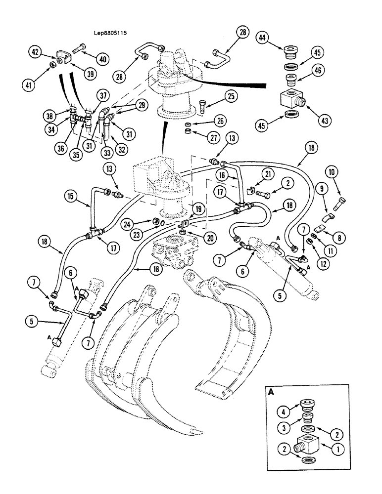 Схема запчастей Case 688C - (8G-064) - WOOD GRAB HYDRAULIC CIRCUIT (07) - HYDRAULIC SYSTEM