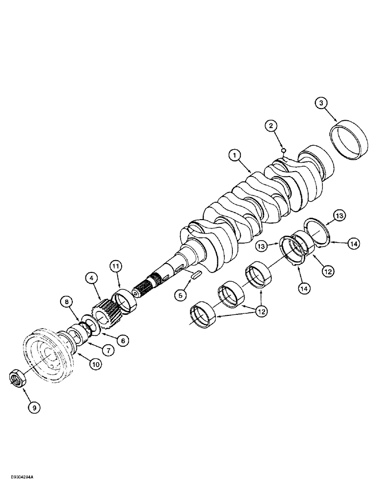 Схема запчастей Case 1838 - (2-22) - CRANKSHAFT, KUBOTA V2203 ENGINE (02) - ENGINE