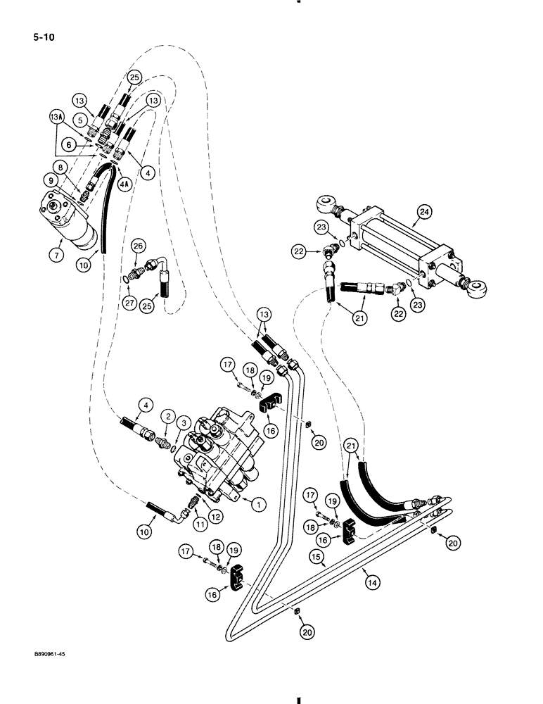 Схема запчастей Case 580K - (5-010) - STEERING HYDRAULIC CIRCUIT (05) - STEERING