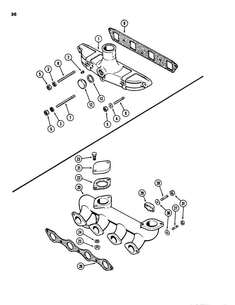 Схема запчастей Case 1835 - (036) - INTAKE MANIFOLD, 188 DIESEL ENGINE (02) - ENGINE