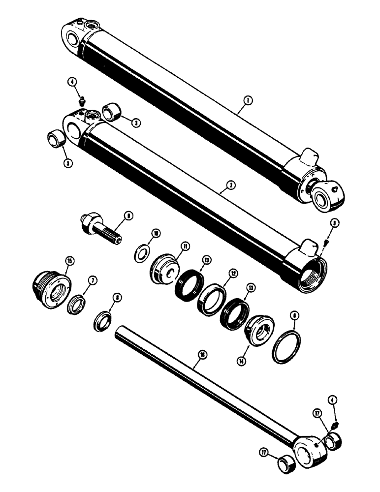 Схема запчастей Case 680CK - (174) - D45313 BACKHOE BOOM CYLINDER, CYLINDER WITH SNAP-IN TYPE OUTER ROD WIPER (35) - HYDRAULIC SYSTEMS