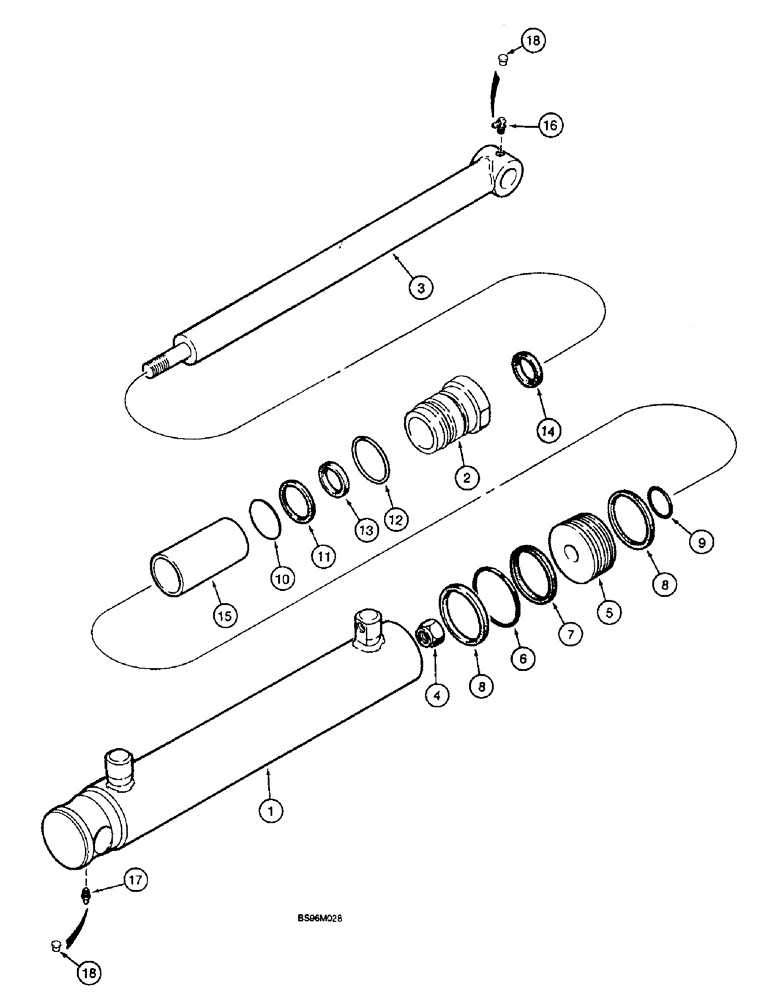 Схема запчастей Case 1825B - (8-18) - CYLINDER ASSEMBLY, LOADER LIFT (08) - HYDRAULICS