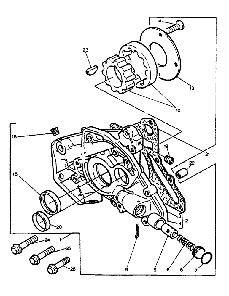 Схема запчастей Case 221B - (2-24) - LUBRICATING OIL PUMP, 121B (DAH1215912-) / 221B (DAH2215913-) (02) - ENGINE