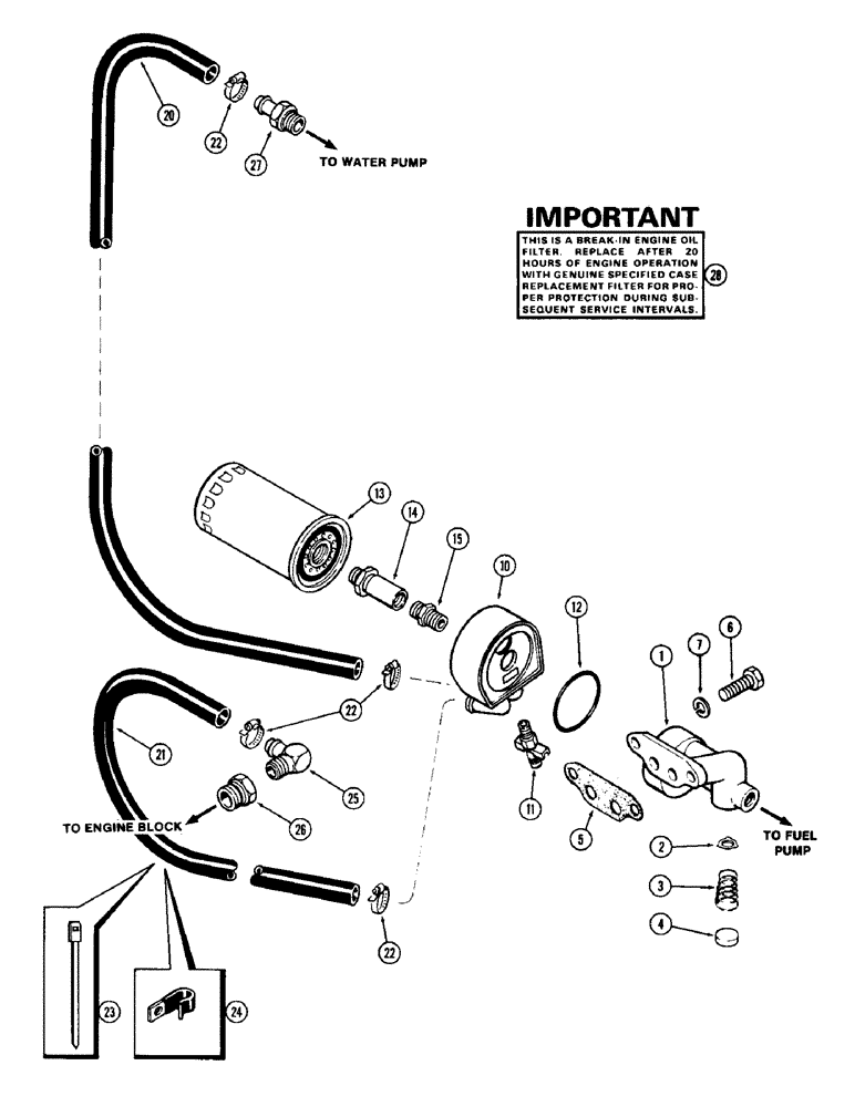 Схема запчастей Case 780 - (028) - OIL FILTER AND COOLER, 336BD AND 336BDT DIESEL ENGS., ENG SN 10093006 & AFT (02) - ENGINE