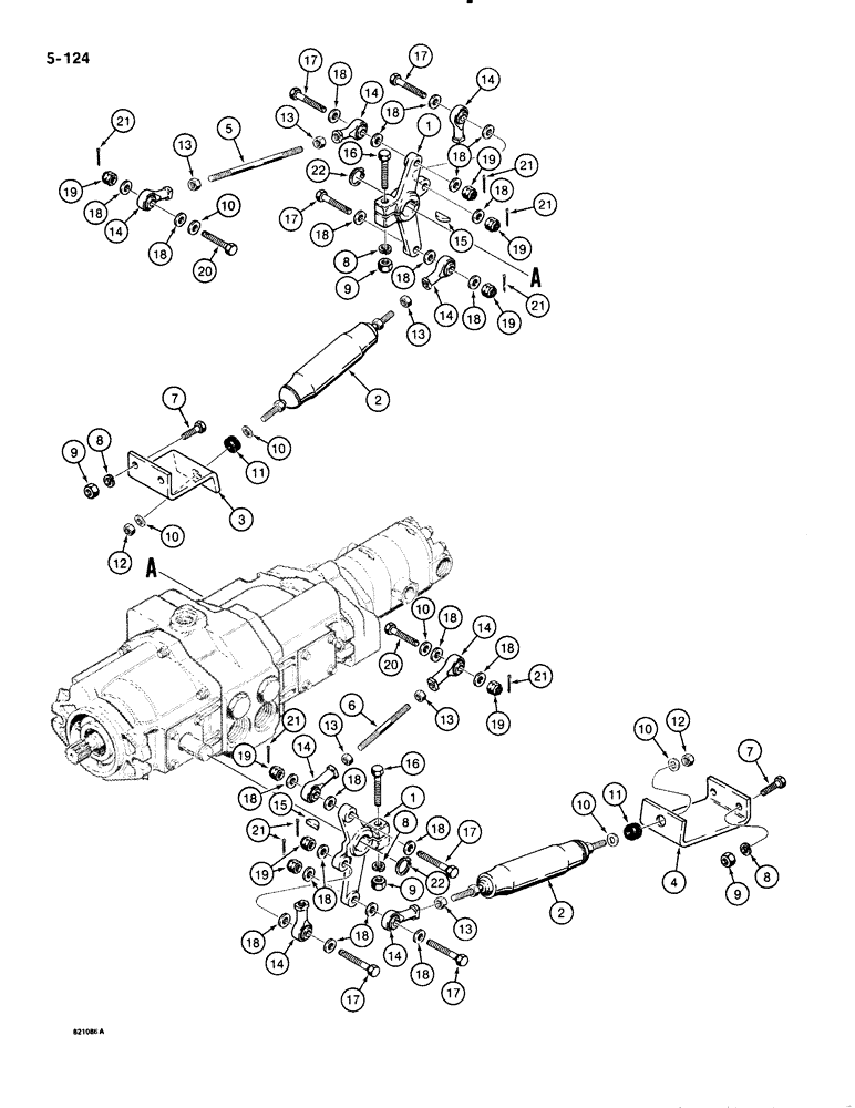 Схема запчастей Case 1835B - (5-124) - TANDEM PUMP CONTROL LEVERS AND MOUNTING (11) - TRACKS/STEERING