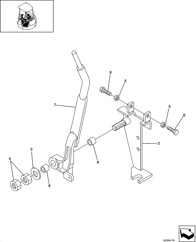 Схема запчастей Case CX31 - (09-32[00]) - LEVER ASSY - CANOPY (09) - CHASSIS/ATTACHMENTS