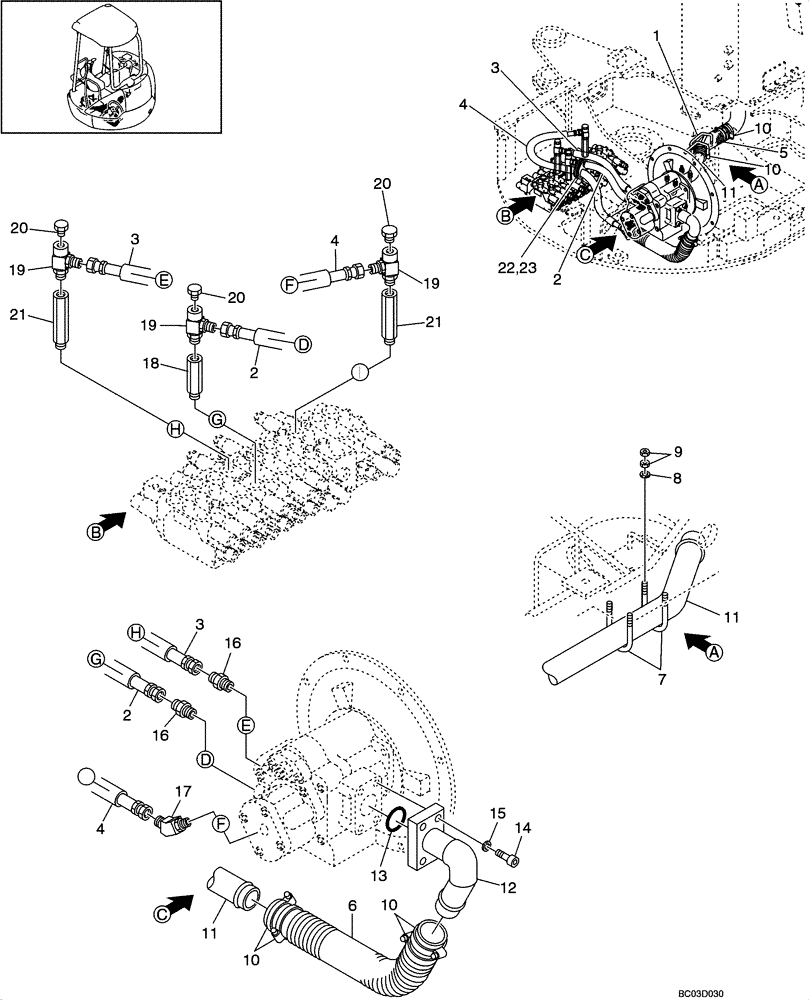 Схема запчастей Case CX31 - (08-02[00]) - HYDRAULIC LINES - HYDRAULIC PUMP (08) - HYDRAULICS