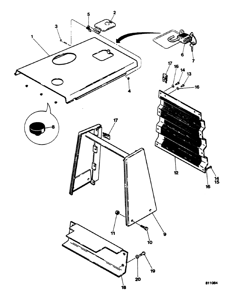 Схема запчастей Case 580G - (422) - HOOD AND RADIATOR WRAPPER (09) - CHASSIS/ATTACHMENTS