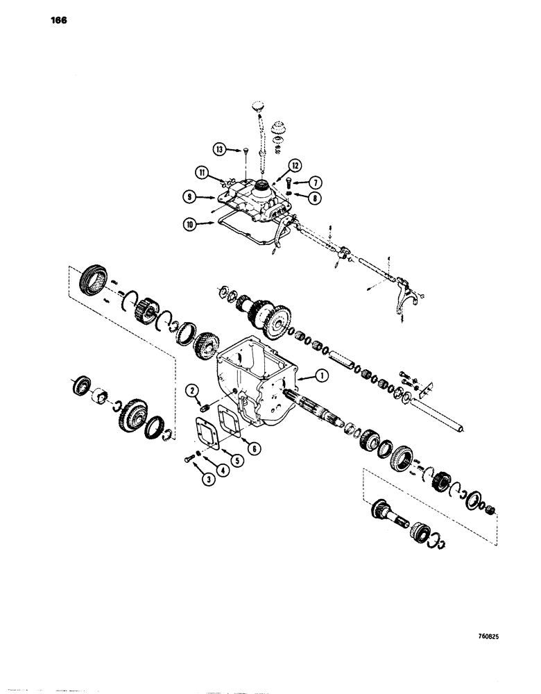 Схема запчастей Case 680E - (166) - TRANSMISSION, CASE AND COVERS (21) - TRANSMISSION