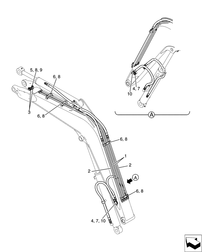 Схема запчастей Case CX31B - (03-008[00]) - HYD LINES, BOOM 2.3M (35) - HYDRAULIC SYSTEMS