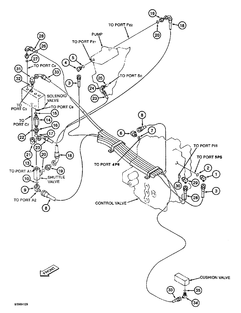 Схема запчастей Case 9060B - (8-032) - CONTROL SIGNAL LINES, PUMP REGULATOR LINES (08) - HYDRAULICS