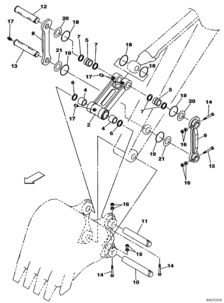 Схема запчастей Case CX460 - (09-40) - BUCKET LINKAGE, HEAVY DUTY (09) - CHASSIS/ATTACHMENTS