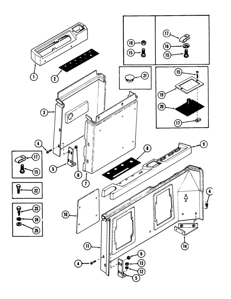 Схема запчастей Case 40 - (090) - HAND CONTROL SUPPORTS AND INSTRUMENT PANELS (39) - FRAMES AND BALLASTING