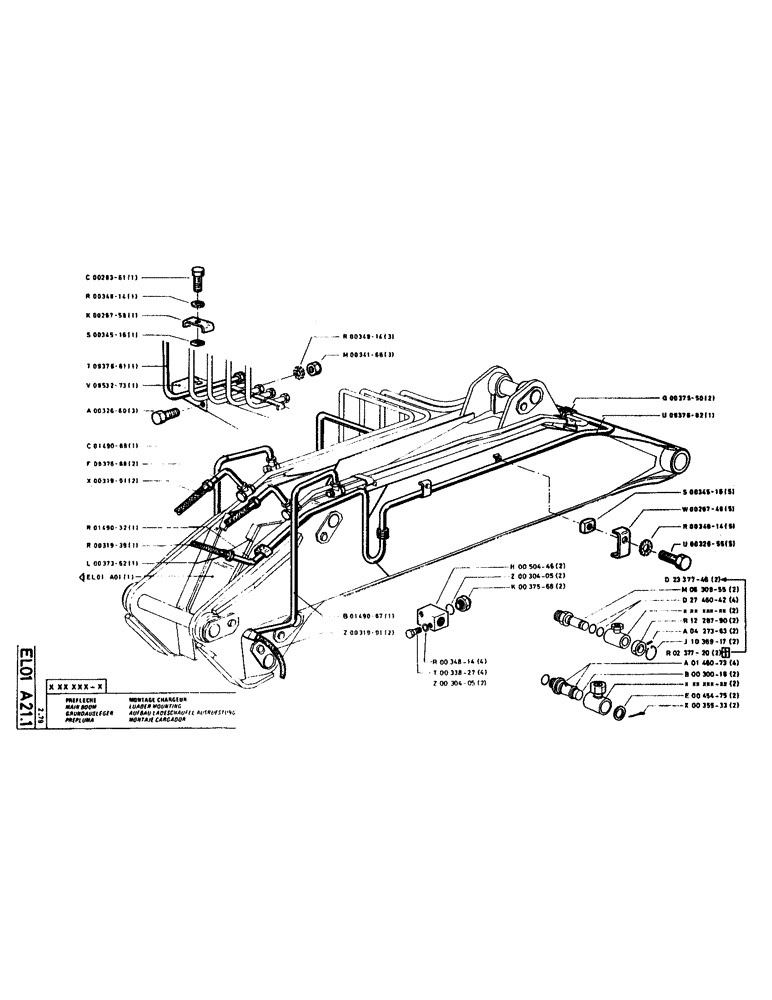 Схема запчастей Case LC80 - (092) - MAIN BOOM, LOADER MOUNTING 