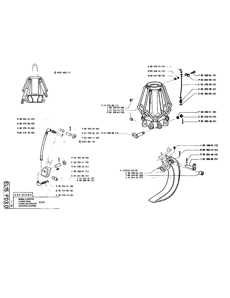 Схема запчастей Case LC80 - (151) - 5 TINES GRAB 