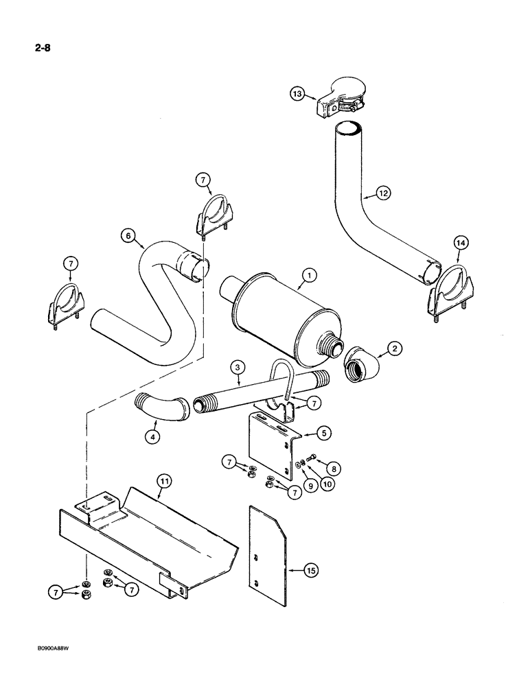 Схема запчастей Case MAXI-SNEAKER C - (2-8) - MUFFLER AND EXHAUST SYSTEM (02) - ENGINE