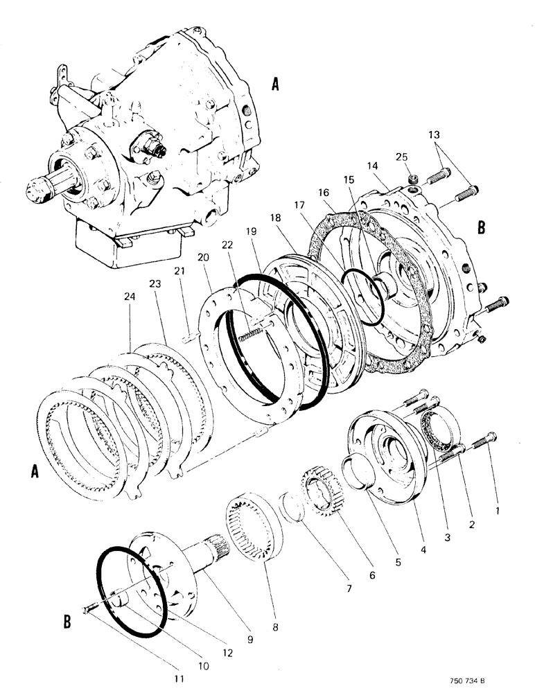 Схема запчастей Case 580F - (068) - TRANSMISSION POWER SHUTTLE PUMP AND CLUTCH (21) - TRANSMISSION