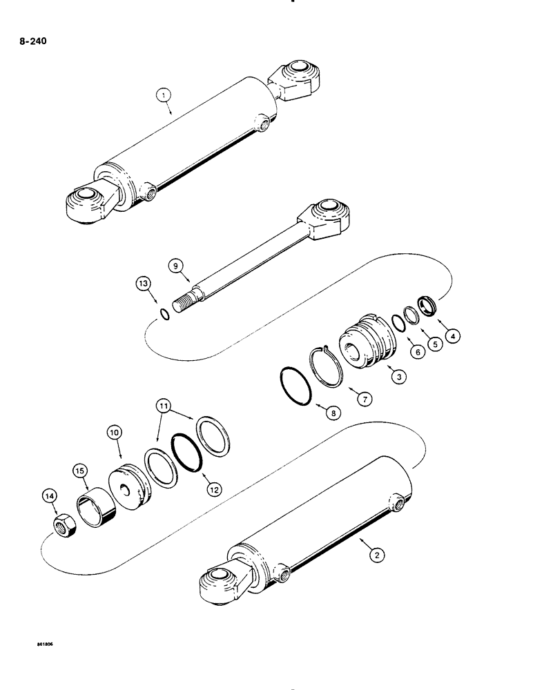 Схема запчастей Case DH4B - (8-240) - BACKFILL BLADE LIFT CYLINDER, 4-WAY/6-WAY (08) - HYDRAULICS