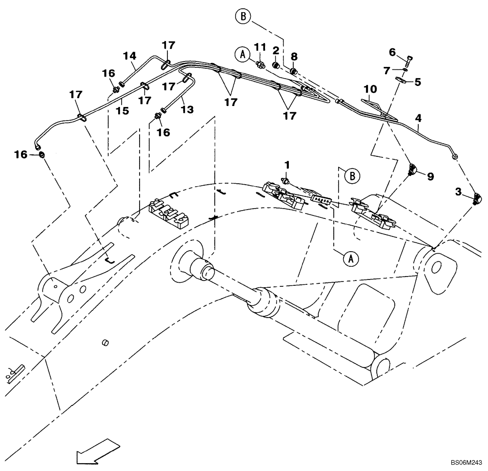 Схема запчастей Case CX290B - (09-36) - LUBRICATION CIRCUIT - BOOM (09) - CHASSIS/ATTACHMENTS