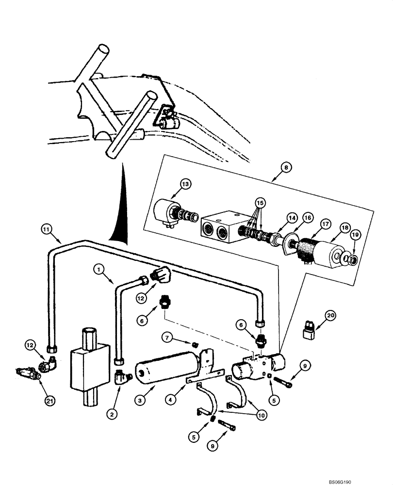 Схема запчастей Case 865 - (08.09[00]) - BLADE HYDRAULIC CIRCUIT - SIDE SHIFT ACCUMULATOR (OPTIONAL) (08) - HYDRAULICS