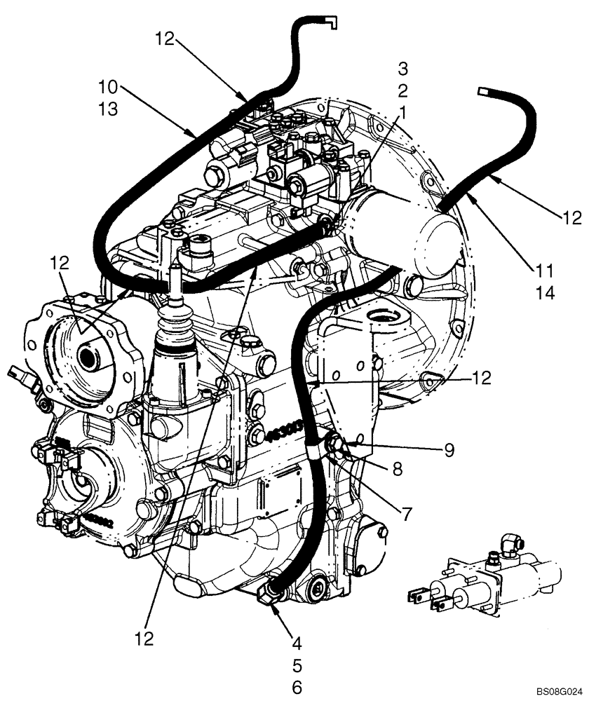 Схема запчастей Case 580M - (07-05A) - BRAKE LINES TO TRANSMISSION - 4WD (07) - BRAKES