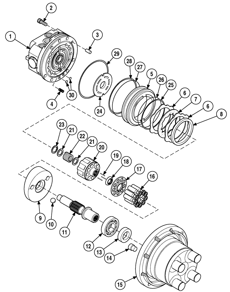 Схема запчастей Case 6010 - (05-04) - MOTOR, TRACK DRIVE - HYDRAULIC MOTOR, NACHI DRIVE MOTOR (48) - TRACKS & TRACK SUSPENSION